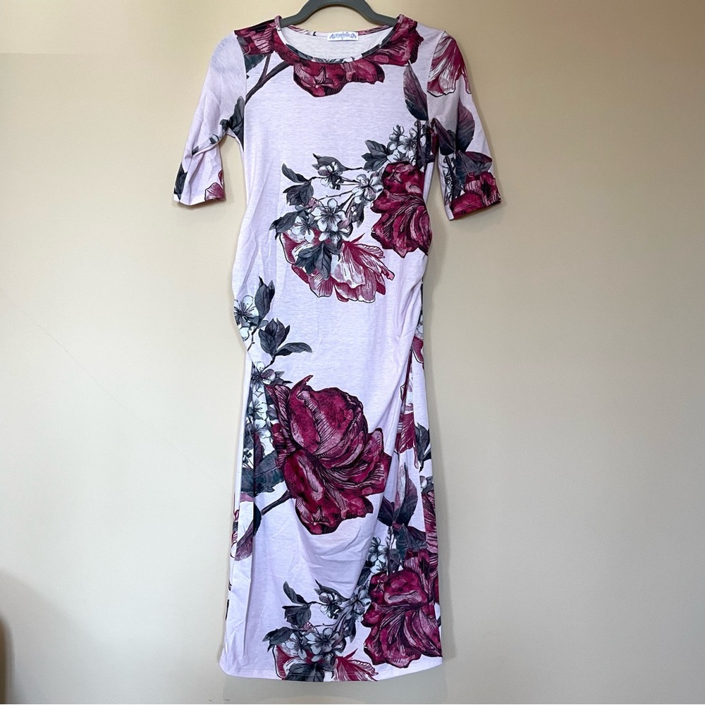 Bluebelle ASOS Maternity MIDI T-Shirt Floral Ruched Dress